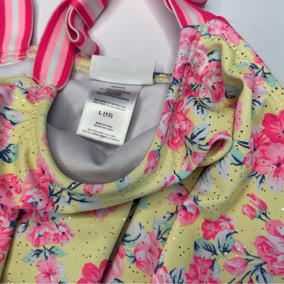 Nicole Miller New York Girls Large 12 Two Piece Bathing Suit Floral PRELOVED - Picture 5 of 10